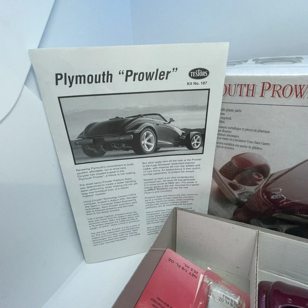 1997 Testors Plymouth Prowler pre-painted die cast metal‎ model kit Opened